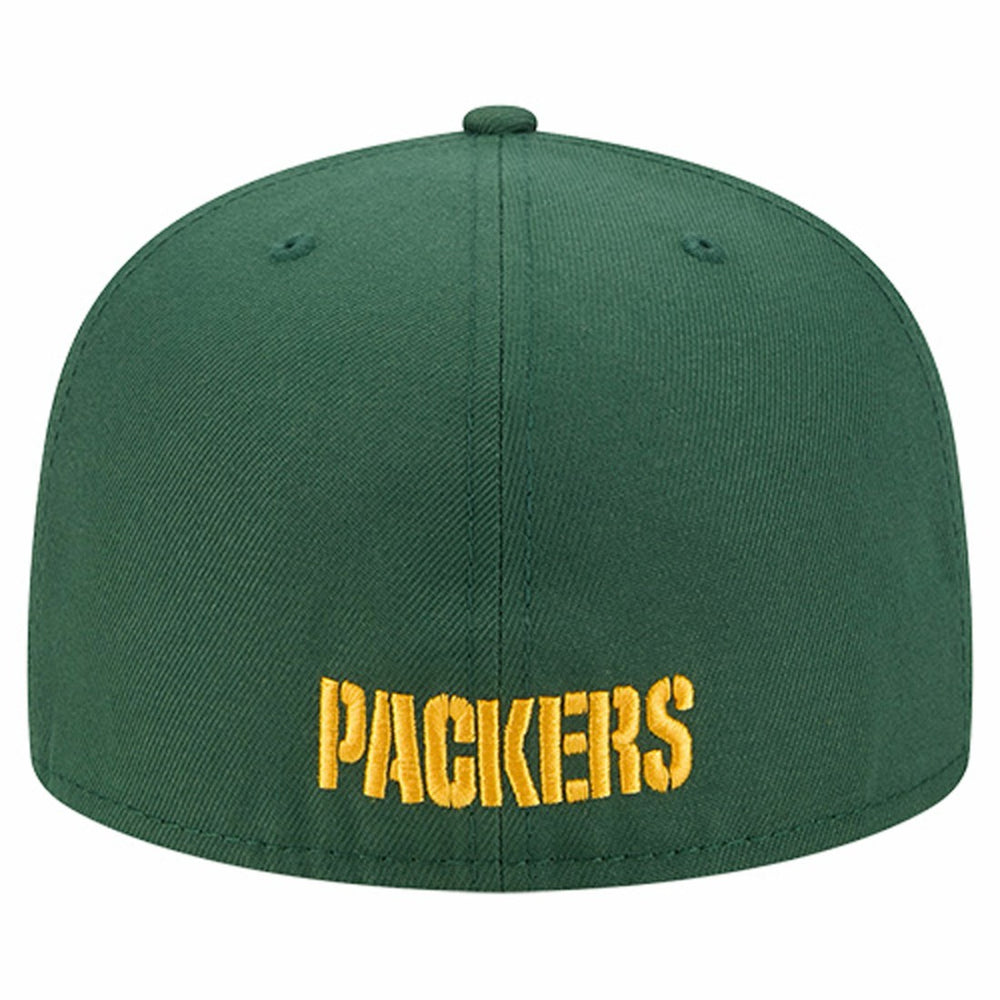 Green Bay Packers New Era Overlap Wordmark 59FIFTY Fitted Hat - Green on sale