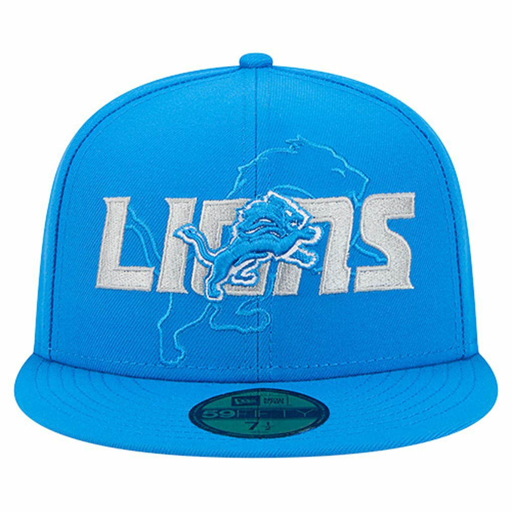 Detroit Lions New Era Overlap Wordmark 59FIFTY Fitted Hat - Blue online
