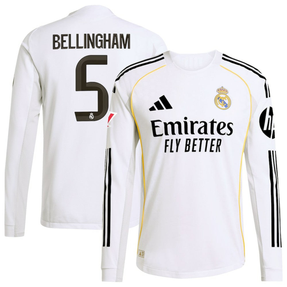Jude Bellingham Real Madrid 2025/26 Home Long Sleeve Jersey - White shop