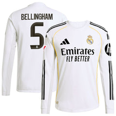 Jude Bellingham Real Madrid 2025/26 Home Long Sleeve Jersey - White shop