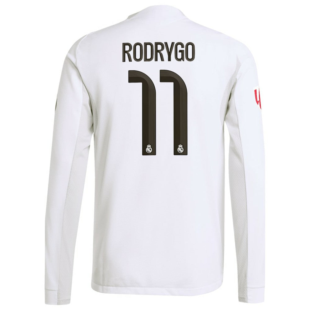 Rodrygo Real Madrid 2025/26 Home Long Sleeve Jersey - White sale