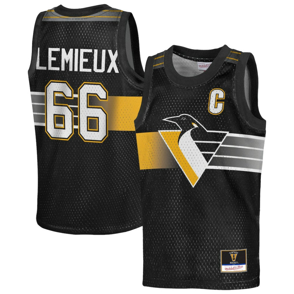 Mario Lemieux Pittsburgh Penguins Mitchell & Ness Youth Maxxed Out Fashion Basketball Jersey - Black Jerseys