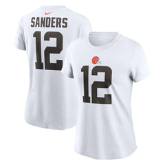 Shedeur Sanders Cleveland Browns Women's 2025 NFL Draft Name & Number T-Shirt - White sale