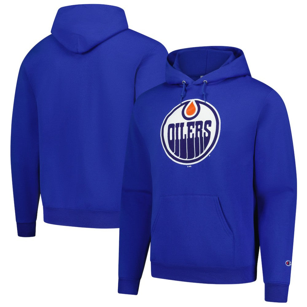Edmonton Oilers Champion Primary Logo 1-Hit Pullover Hoodie - Royal Hoodies