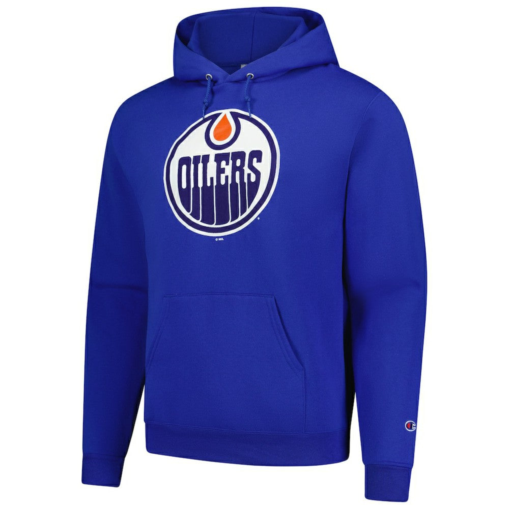 Edmonton Oilers Champion Primary Logo 1-Hit Pullover Hoodie - Royal Hoodies