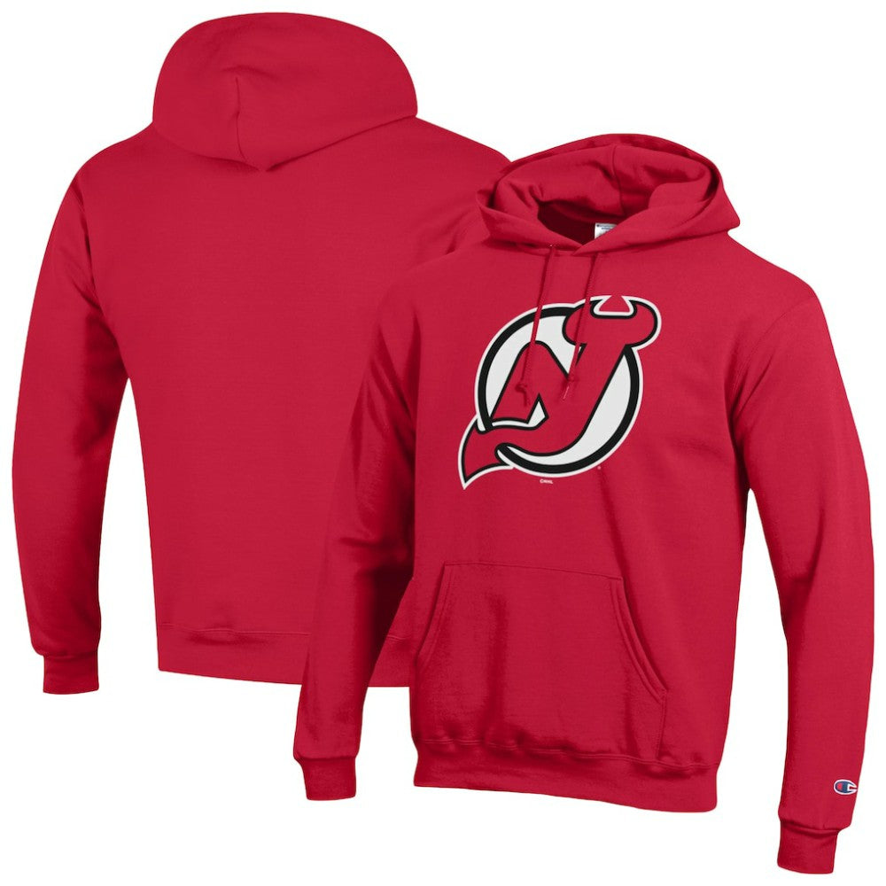 New Jersey Devils Champion Primary Logo 1-Hit Pullover Hoodie - Red Jerseys