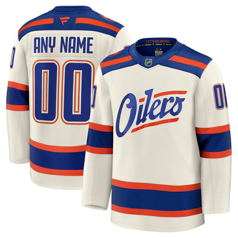 Edmonton Oilers Fanatics Alternate Premium Custom Jersey - Light Beige Jerseys
