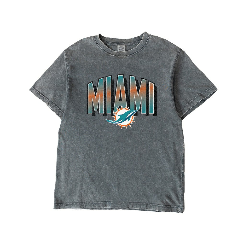 Miami Dolphins Gameday Couture Women's Peak Performance Oversized Snow Wash T-Shirt - Gray for sale
