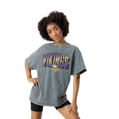 Minnesota Vikings Gameday Couture Women's Peak Performance Oversized Snow Wash T-Shirt - Gray outlet