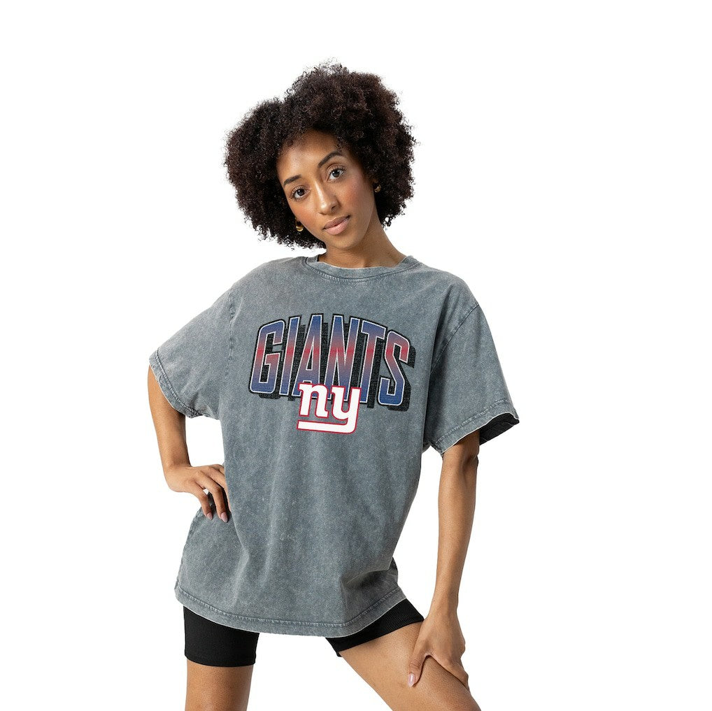 New York Giants Gameday Couture Women's Peak Performance Oversized Snow Wash T-Shirt - Gray on sale