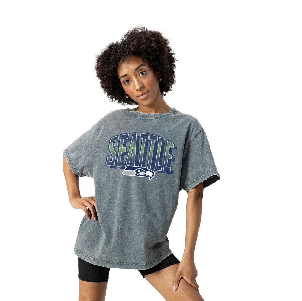 Seattle Seahawks Gameday Couture Women's Peak Performance Oversized Snow Wash T-Shirt - Gray on sale