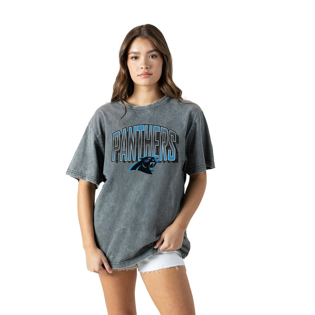 Carolina Panthers Gameday Couture Women's Peak Performance Oversized Snow Wash T-Shirt - Gray sale