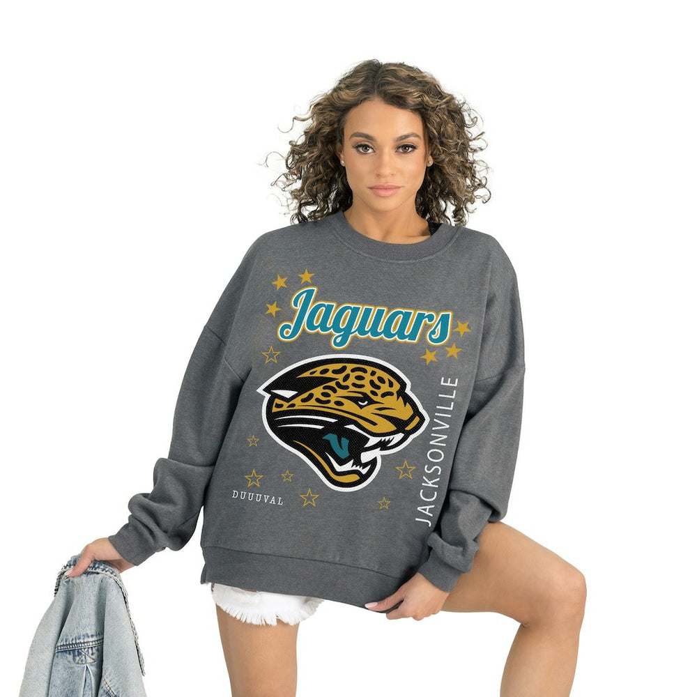 Jacksonville Jaguars Gameday Couture Women's Ready to Rumble Premium Fleece Pullover Sweatshirt - Gray online
