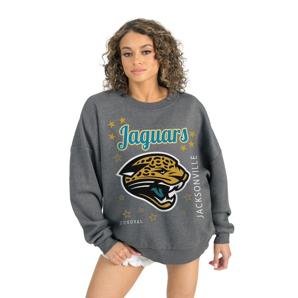 Jacksonville Jaguars Gameday Couture Women's Ready to Rumble Premium Fleece Pullover Sweatshirt - Gray online