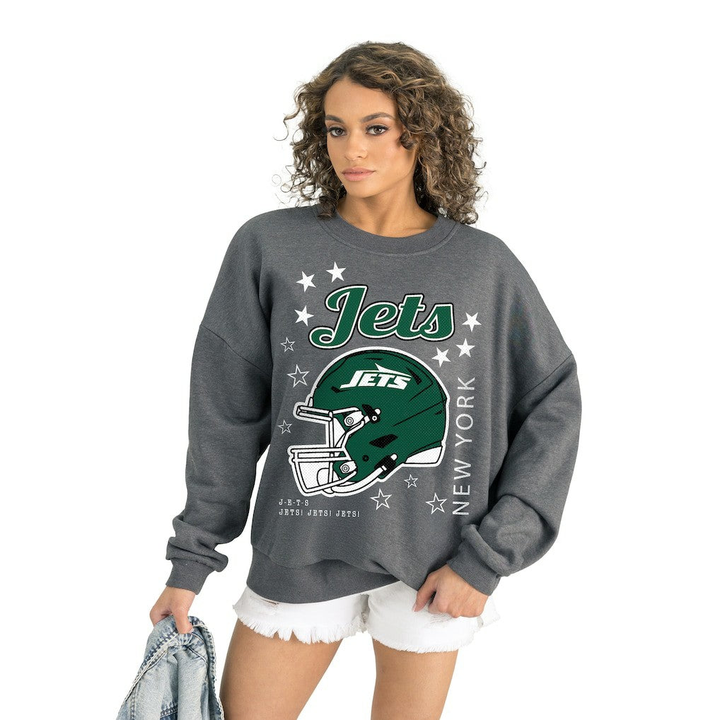 New York Jets Gameday Couture Women's Ready to Rumble Premium Fleece Pullover Sweatshirt - Gray cheap