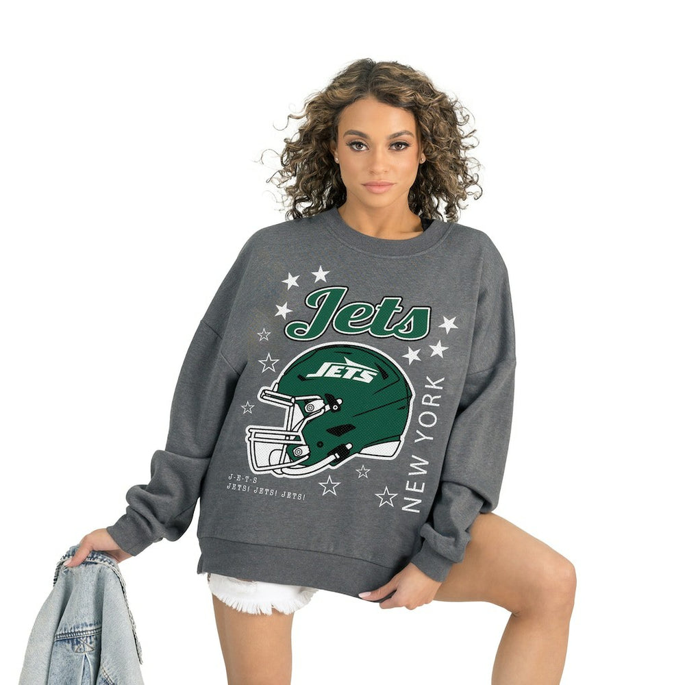 New York Jets Gameday Couture Women's Ready to Rumble Premium Fleece Pullover Sweatshirt - Gray cheap