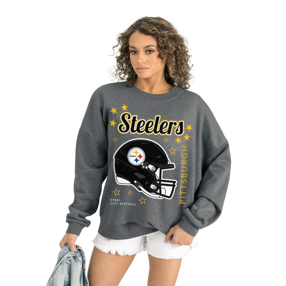 Pittsburgh Steelers Gameday Couture Women's Ready to Rumble Premium Fleece Pullover Sweatshirt - Gray online