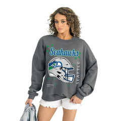 Seattle Seahawks Gameday Couture Women's Ready to Rumble Premium Fleece Pullover Sweatshirt - Gray sale