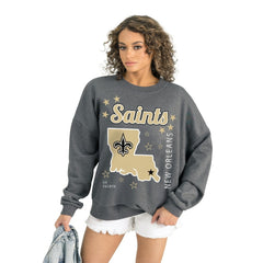New Orleans Saints Gameday Couture Women's Ready to Rumble Premium Fleece Pullover Sweatshirt - Gray cheap