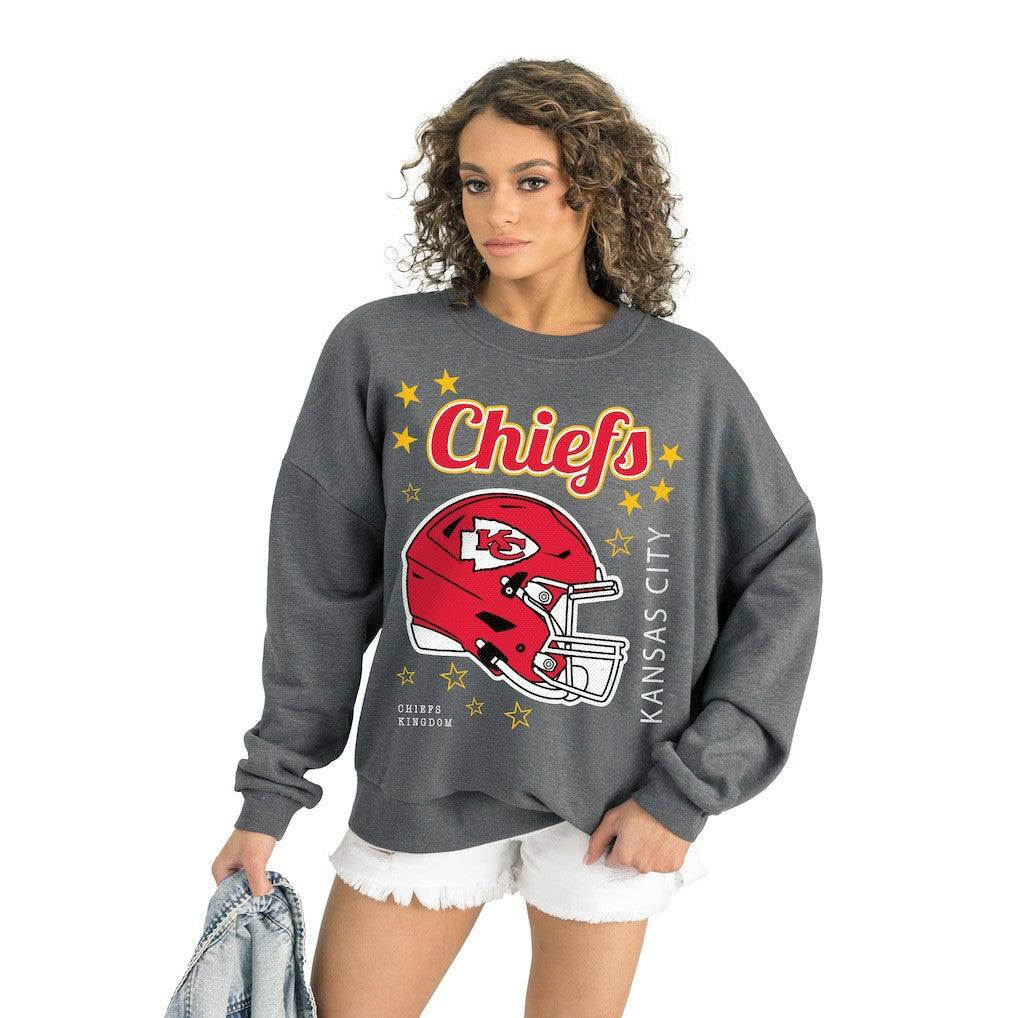 Kansas City Chiefs Gameday Couture Women's Ready to Rumble Premium Fleece Pullover Sweatshirt - Gray on sale