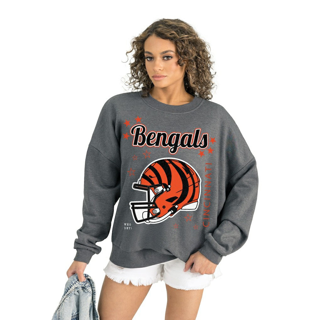 Cincinnati Bengals Gameday Couture Women's Ready to Rumble Premium Fleece Pullover Sweatshirt - Gray discount