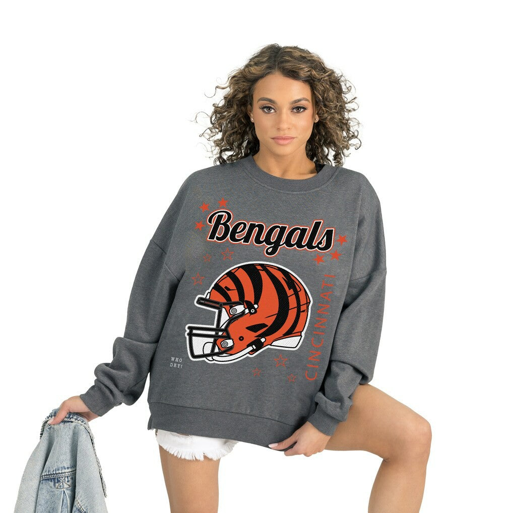 Cincinnati Bengals Gameday Couture Women's Ready to Rumble Premium Fleece Pullover Sweatshirt - Gray discount