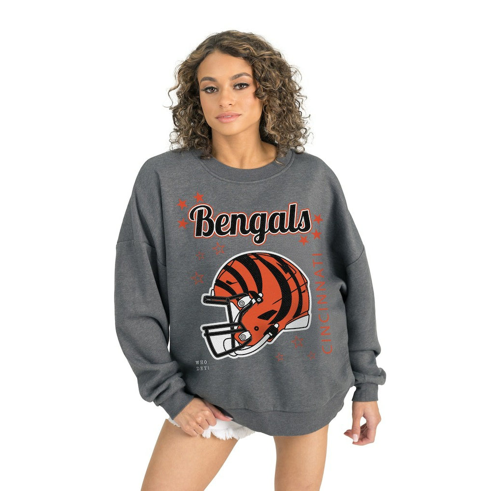 Cincinnati Bengals Gameday Couture Women's Ready to Rumble Premium Fleece Pullover Sweatshirt - Gray discount