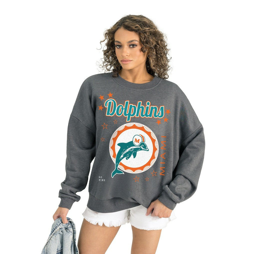Miami Dolphins Gameday Couture Women's Ready to Rumble Premium Fleece Pullover Sweatshirt - Gray outlet