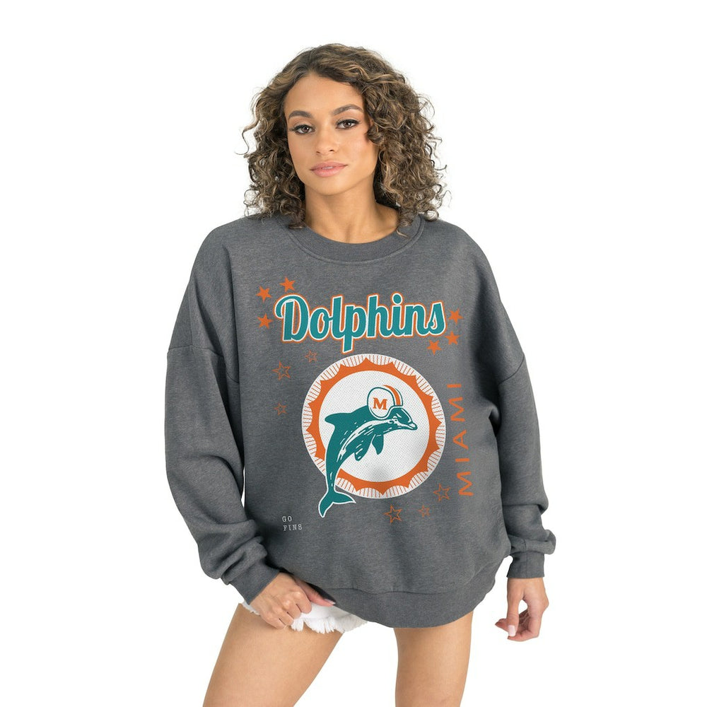 Miami Dolphins Gameday Couture Women's Ready to Rumble Premium Fleece Pullover Sweatshirt - Gray outlet