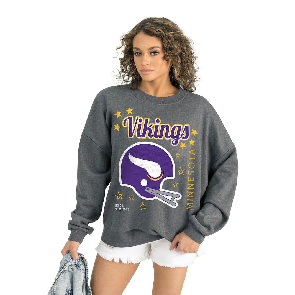 Minnesota Vikings Gameday Couture Women's Ready to Rumble Premium Fleece Pullover Sweatshirt - Gray cheap