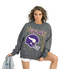 Minnesota Vikings Gameday Couture Women's Ready to Rumble Premium Fleece Pullover Sweatshirt - Gray cheap