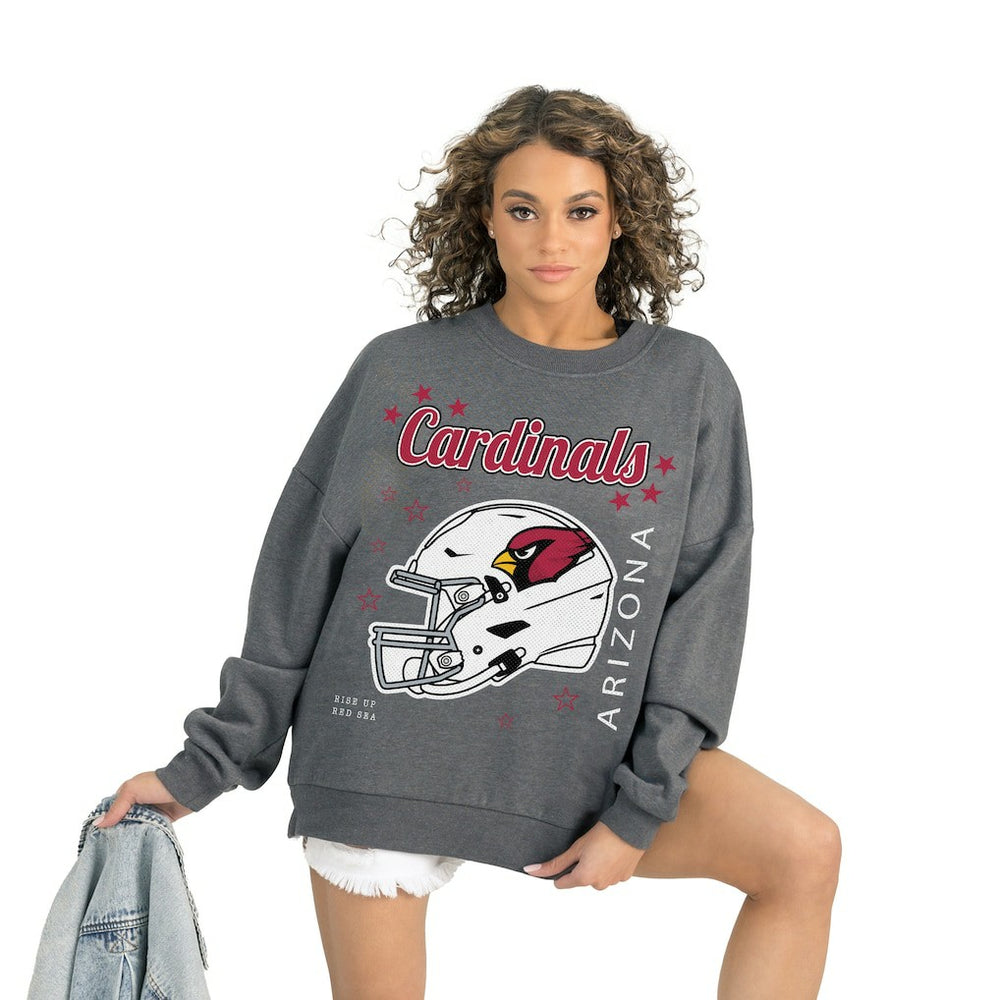 Arizona Cardinals Gameday Couture Women's Ready to Rumble Premium Fleece Pullover Sweatshirt - Gray for sale