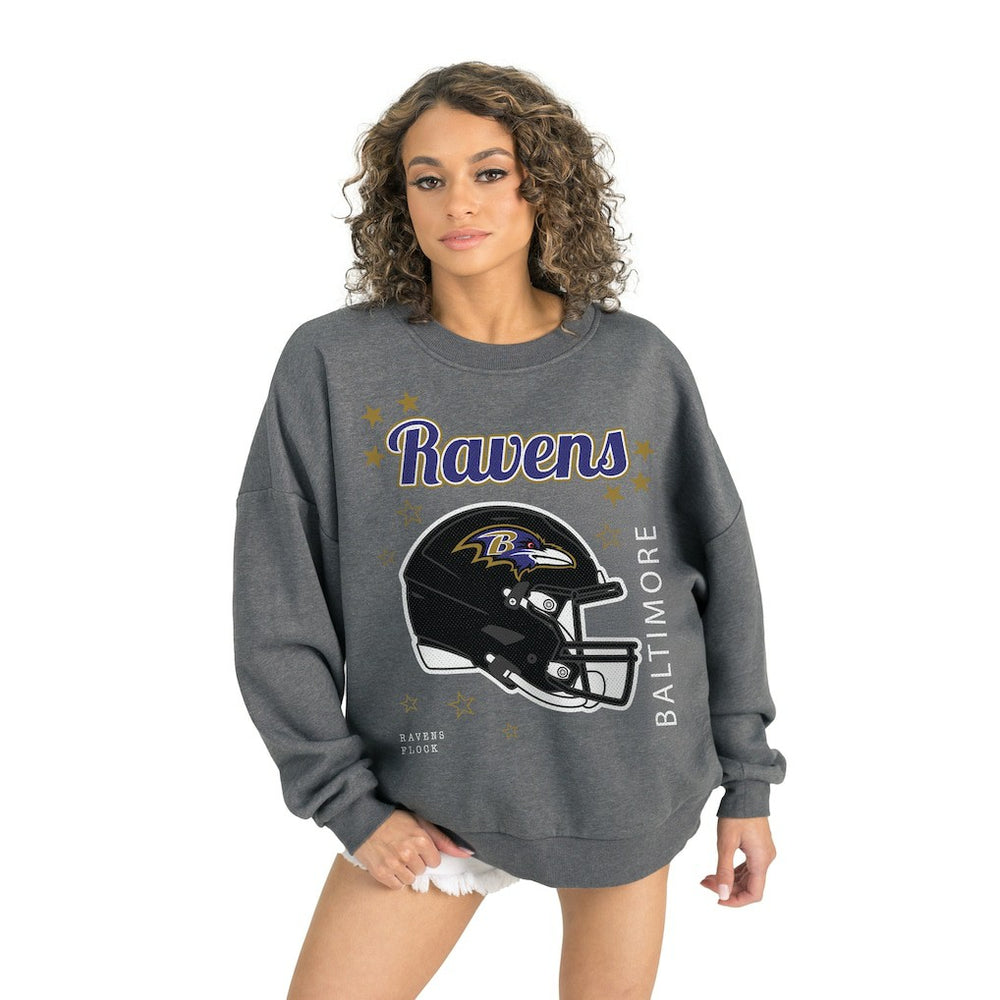 Baltimore Ravens Gameday Couture Women's Ready to Rumble Premium Fleece Pullover Sweatshirt - Gray for sale