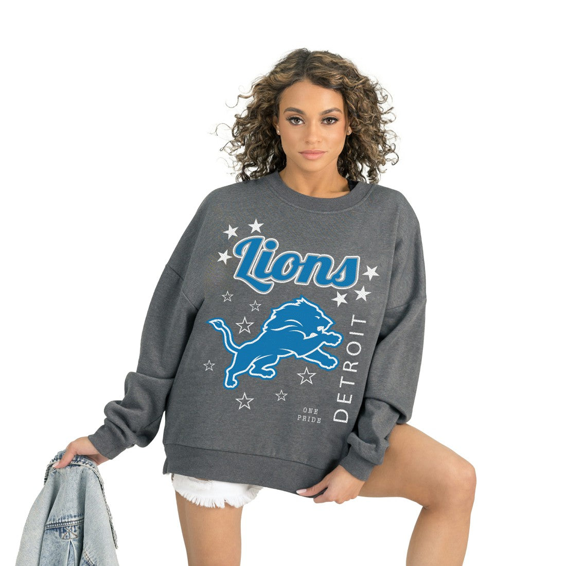 Detroit Lions Gameday Couture Women's Ready to Rumble Premium Fleece Pullover Sweatshirt - Gray sale