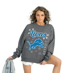 Detroit Lions Gameday Couture Women's Ready to Rumble Premium Fleece Pullover Sweatshirt - Gray sale