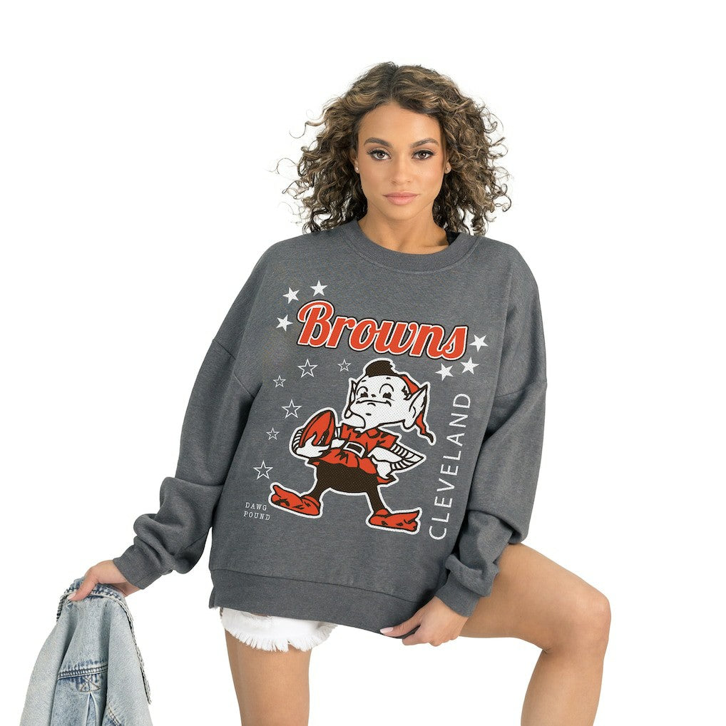 Cleveland Browns Gameday Couture Women's Ready to Rumble Premium Fleece Pullover Sweatshirt - Gray for sale