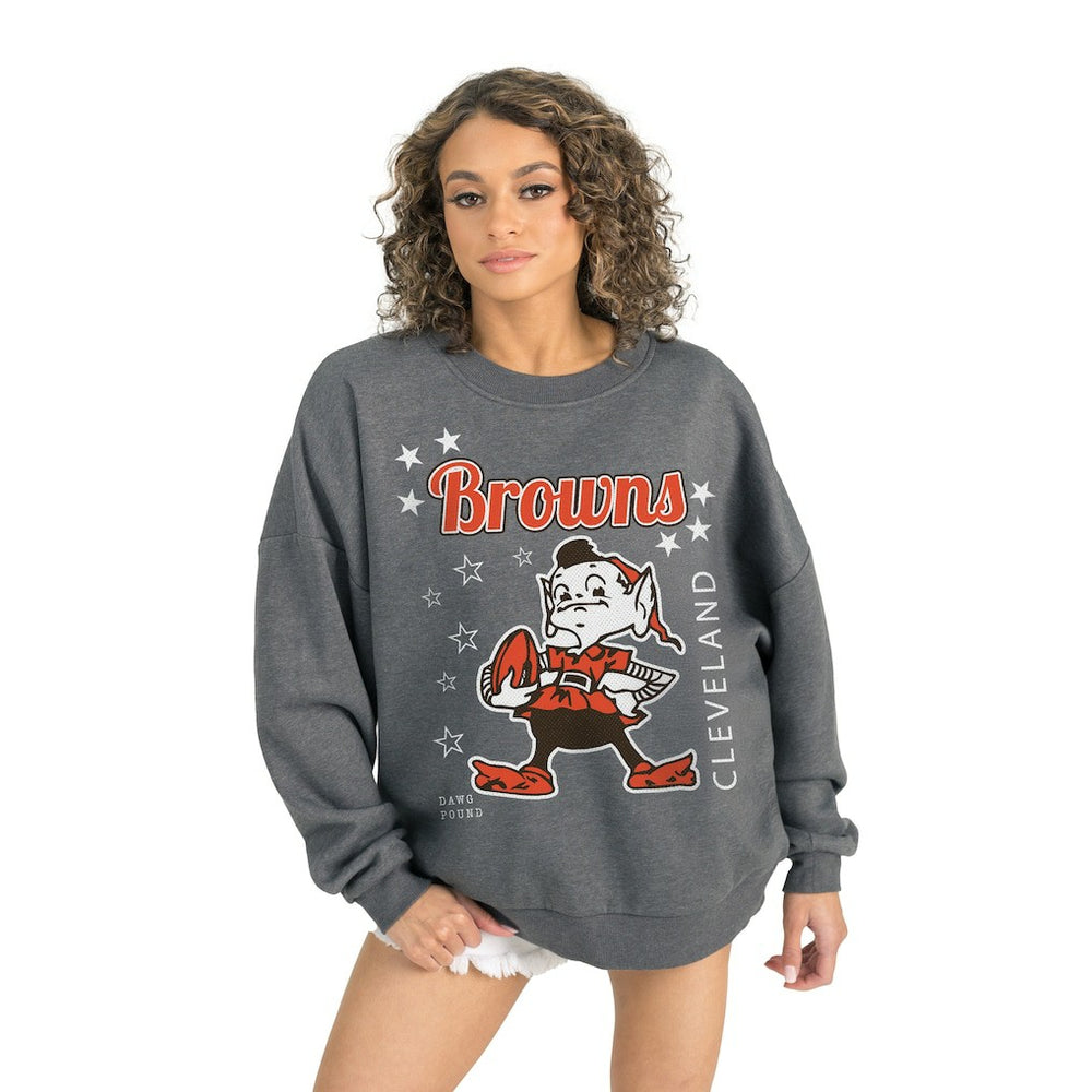 Cleveland Browns Gameday Couture Women's Ready to Rumble Premium Fleece Pullover Sweatshirt - Gray for sale