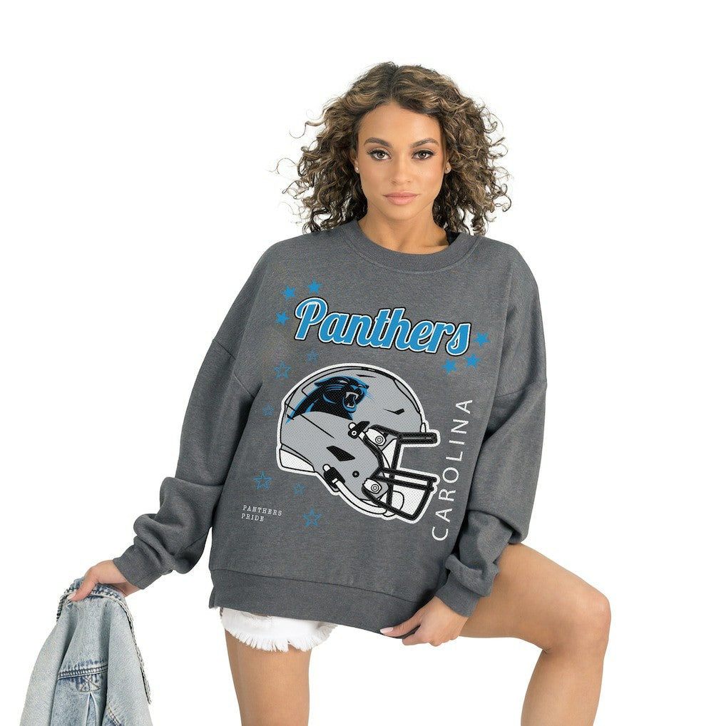 Carolina Panthers Gameday Couture Women's Ready to Rumble Premium Fleece Pullover Sweatshirt - Gray online