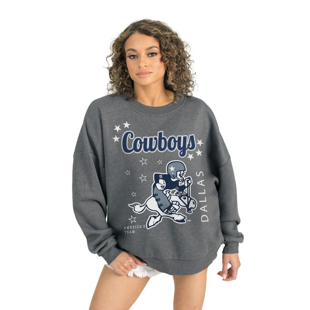 Dallas Cowboys Gameday Couture Women's Ready to Rumble Premium Fleece Pullover Sweatshirt - Gray for sale