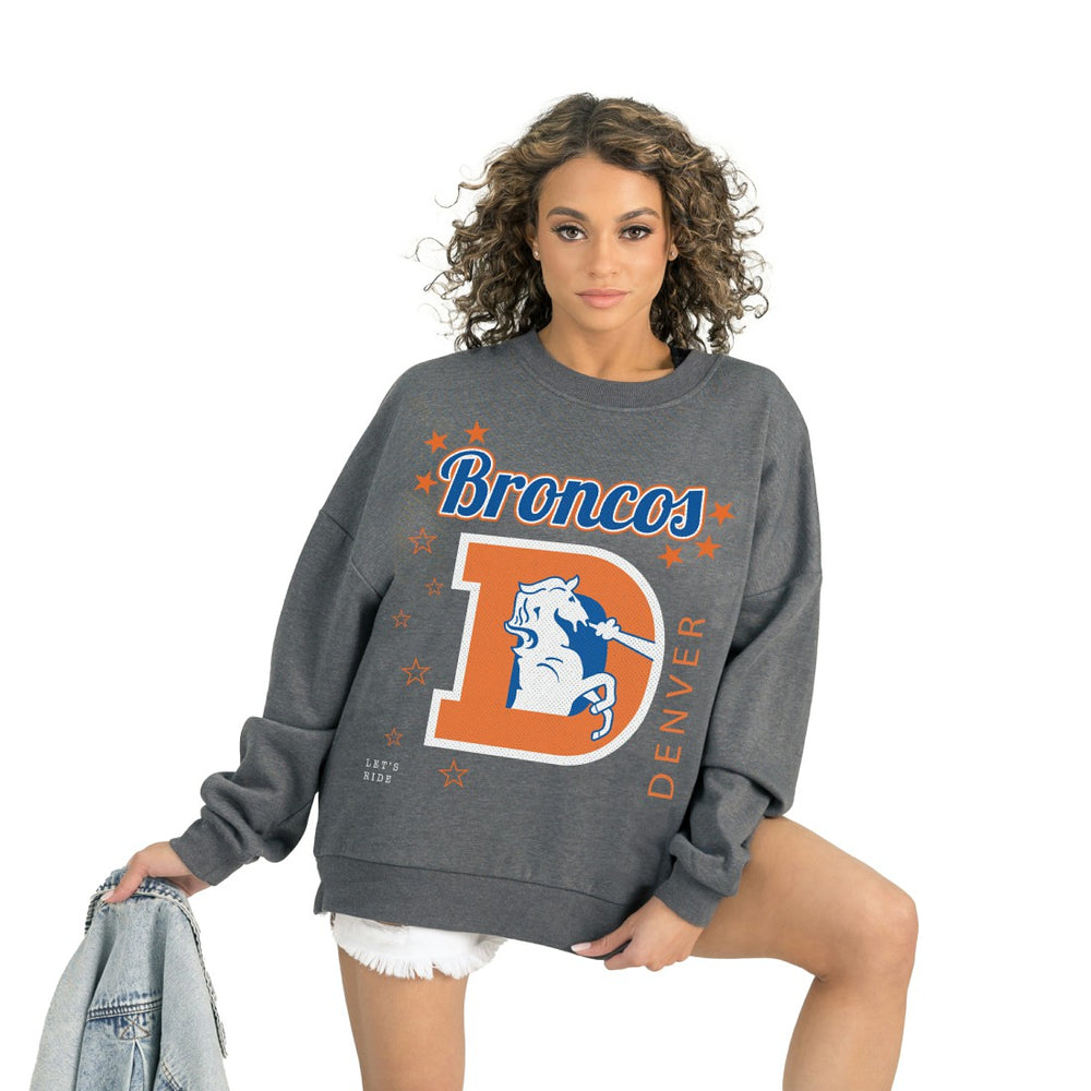 Denver Broncos Gameday Couture Women's Ready to Rumble Premium Fleece Pullover Sweatshirt - Gray on sale