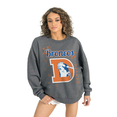Denver Broncos Gameday Couture Women's Ready to Rumble Premium Fleece Pullover Sweatshirt - Gray on sale