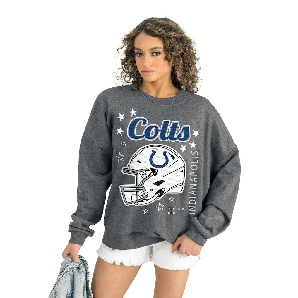 Indianapolis Colts Gameday Couture Women's Ready to Rumble Premium Fleece Pullover Sweatshirt - Gray cheap