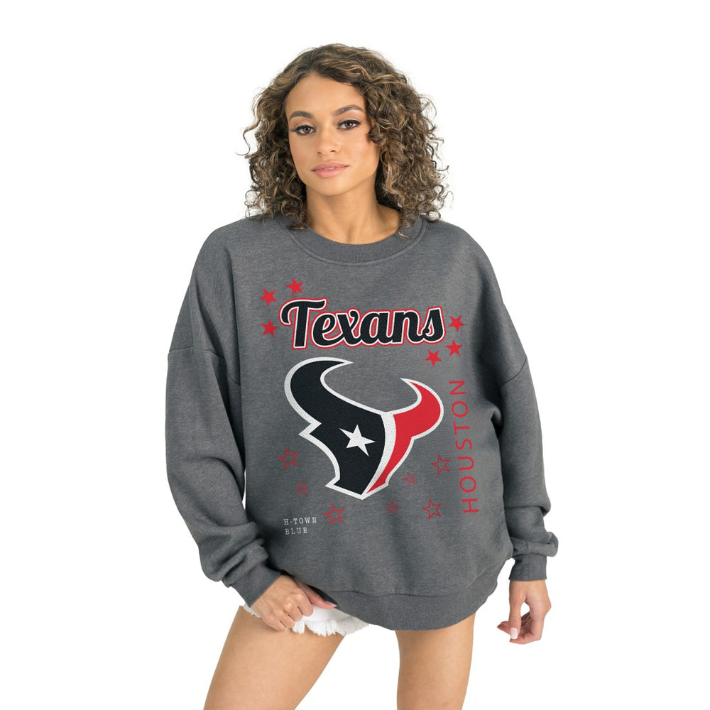 Houston Texans Gameday Couture Women's Ready to Rumble Premium Fleece Pullover Sweatshirt - Gray for sale