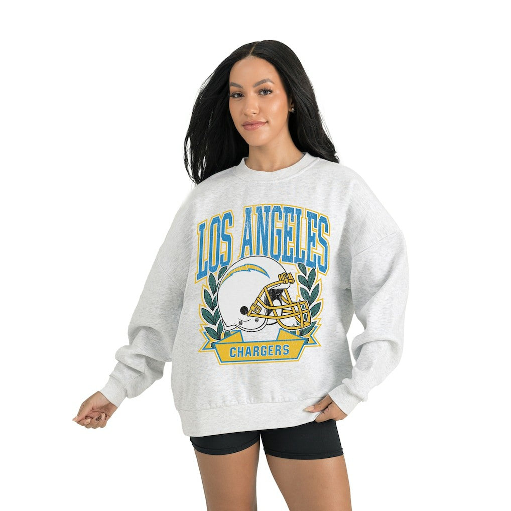 Los Angeles Chargers Gameday Couture Women's Heritage Premium Fleece Pullover Sweatshirt - Gray discount