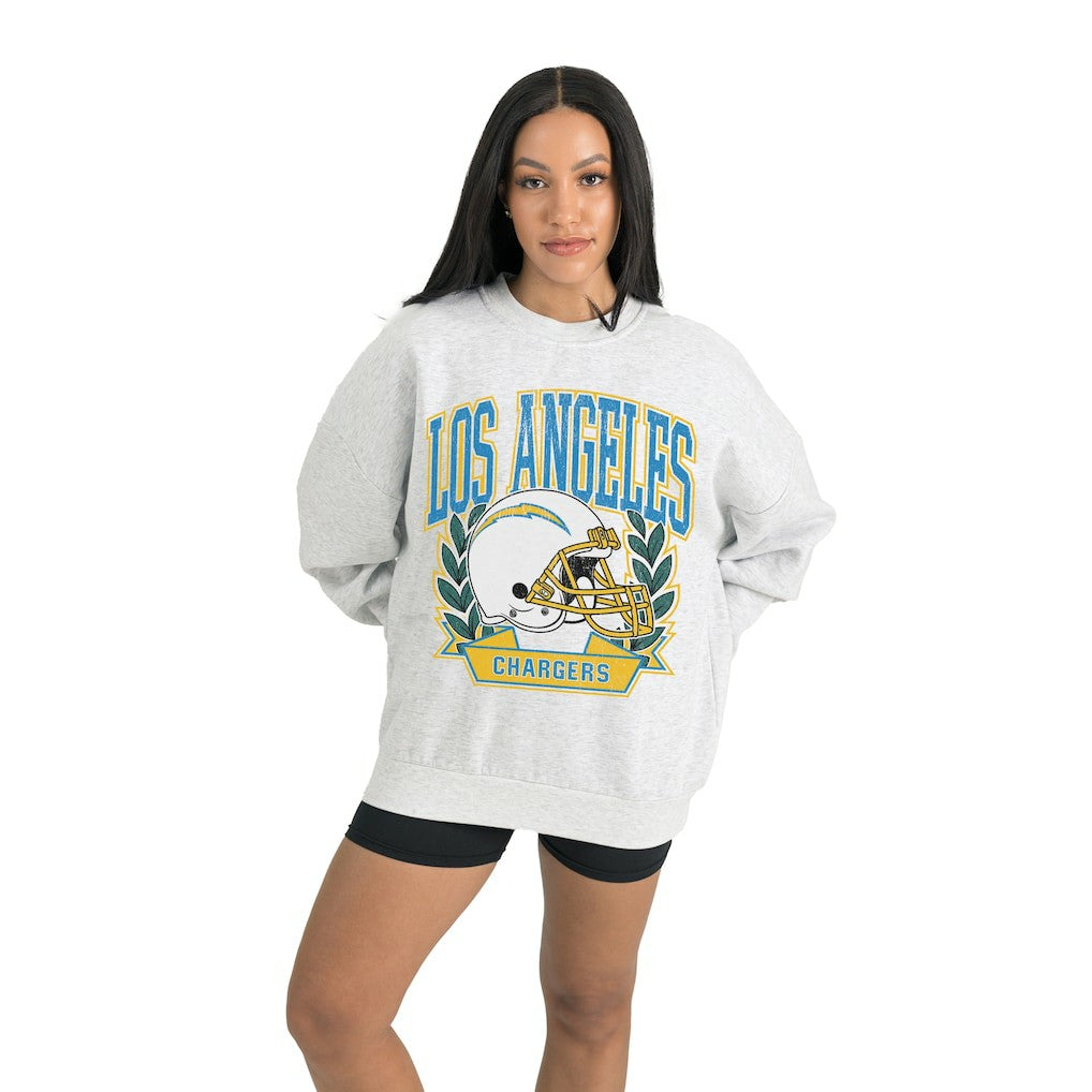 Los Angeles Chargers Gameday Couture Women's Heritage Premium Fleece Pullover Sweatshirt - Gray discount