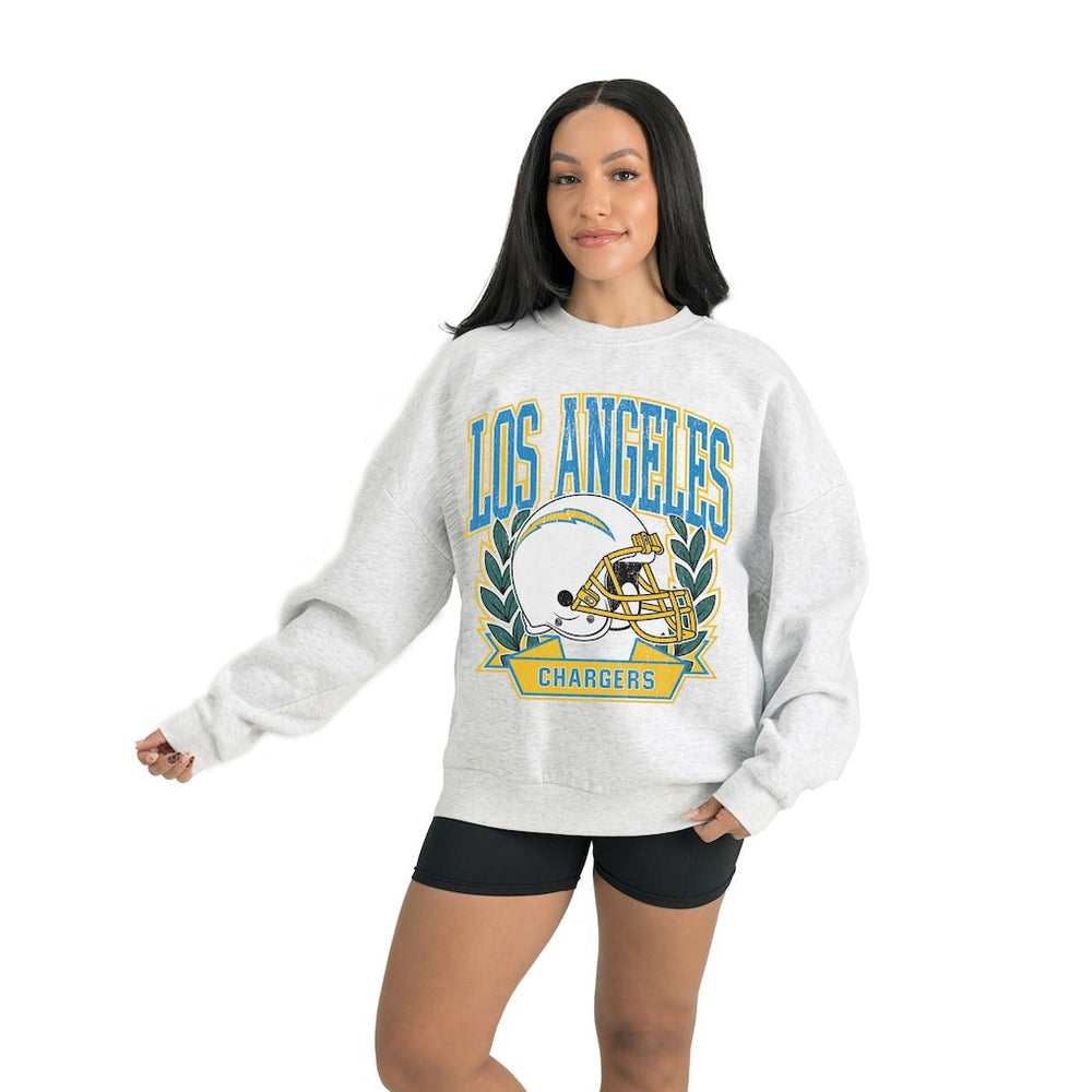 Los Angeles Chargers Gameday Couture Women's Heritage Premium Fleece Pullover Sweatshirt - Gray discount