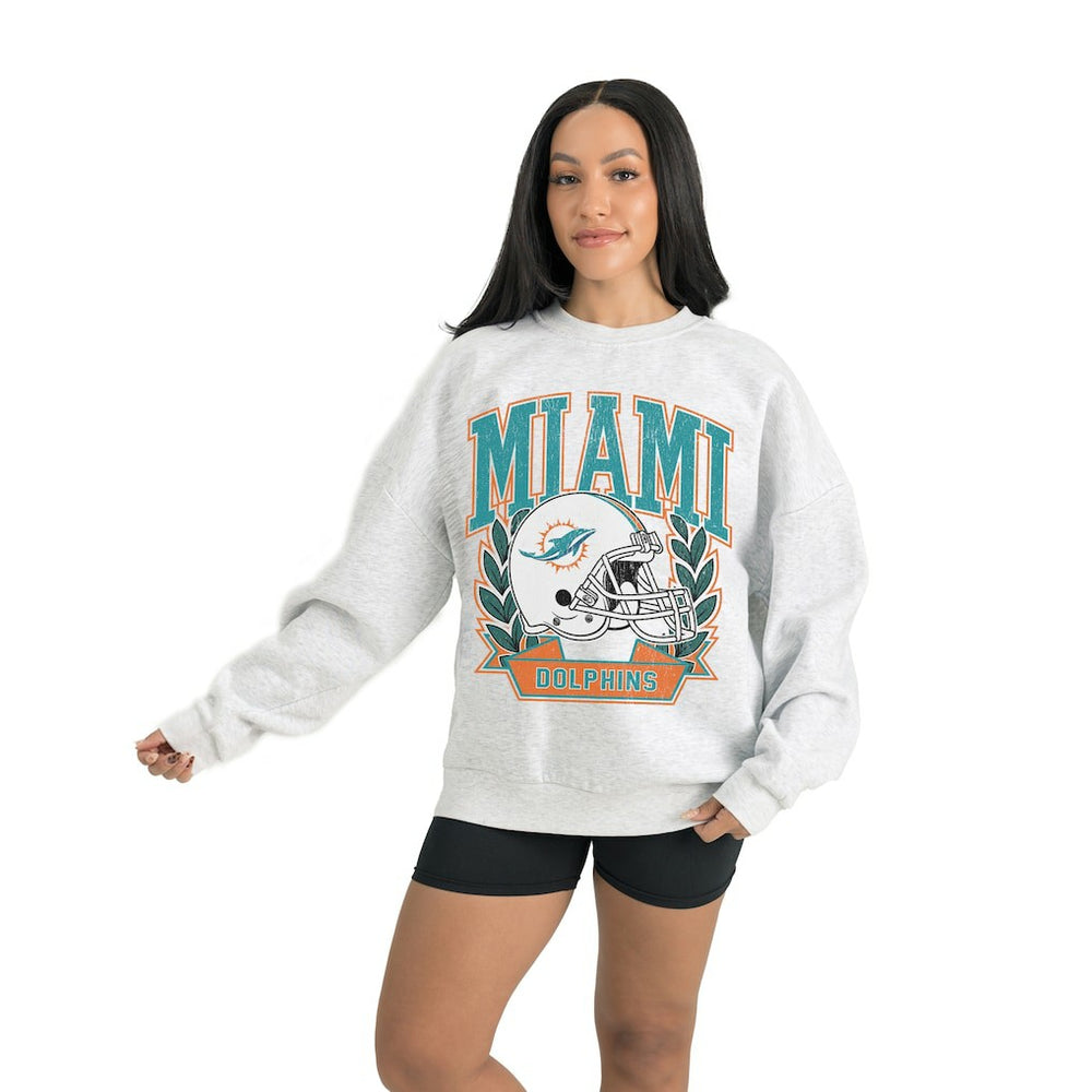 Miami Dolphins Gameday Couture Women's Heritage Premium Fleece Pullover Sweatshirt - Gray sale