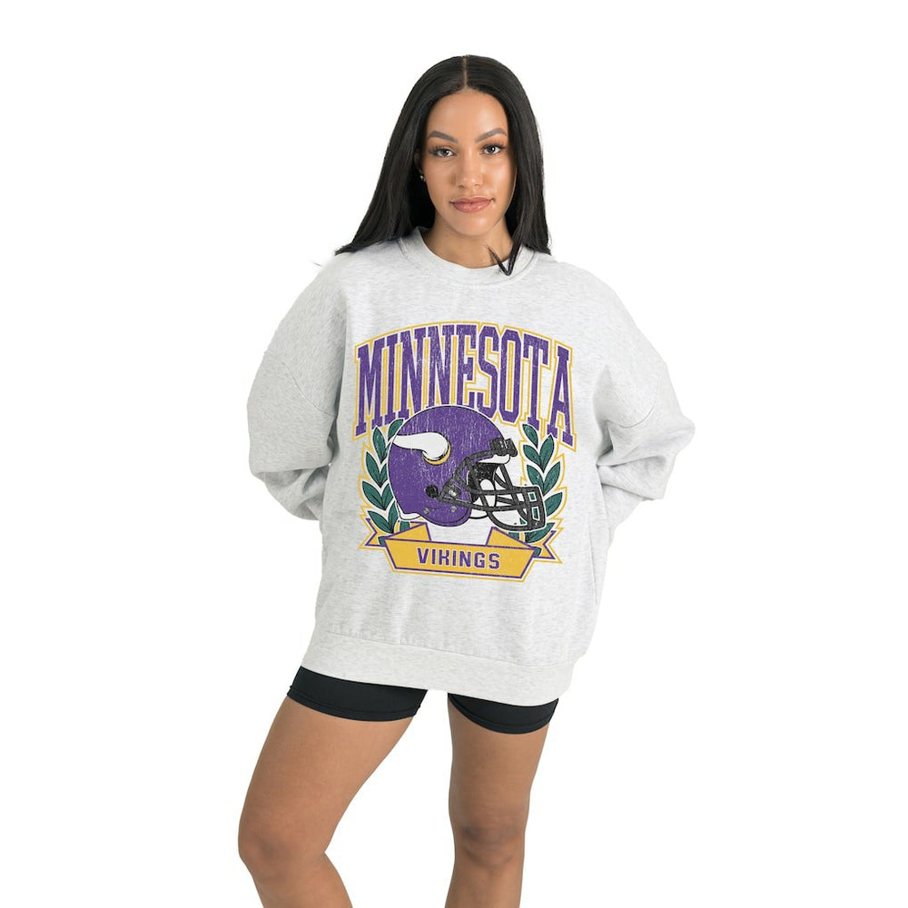 Minnesota Vikings Gameday Couture Women's Heritage Premium Fleece Pullover Sweatshirt - Gray for sale