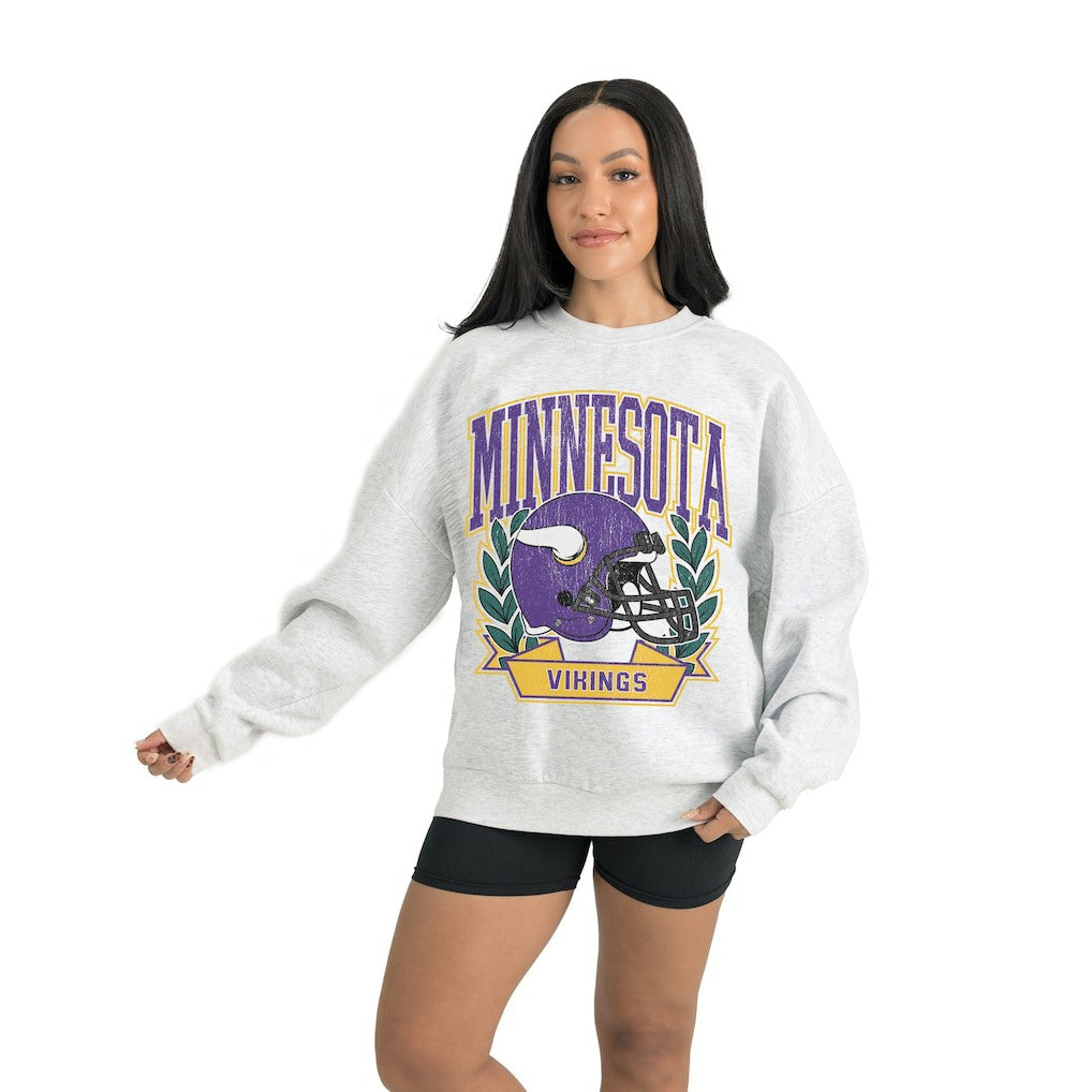 Minnesota Vikings Gameday Couture Women's Heritage Premium Fleece Pullover Sweatshirt - Gray for sale