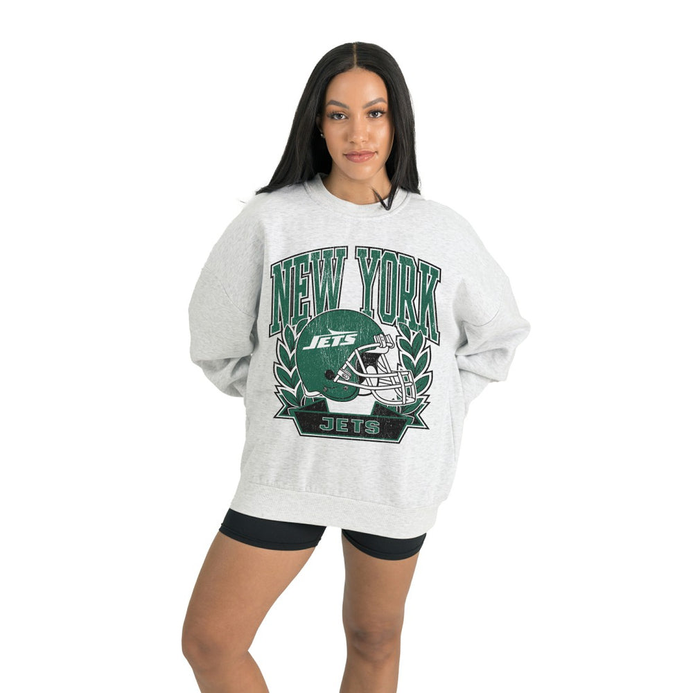 New York Jets Gameday Couture Women's Heritage Premium Fleece Pullover Sweatshirt - Gray discount